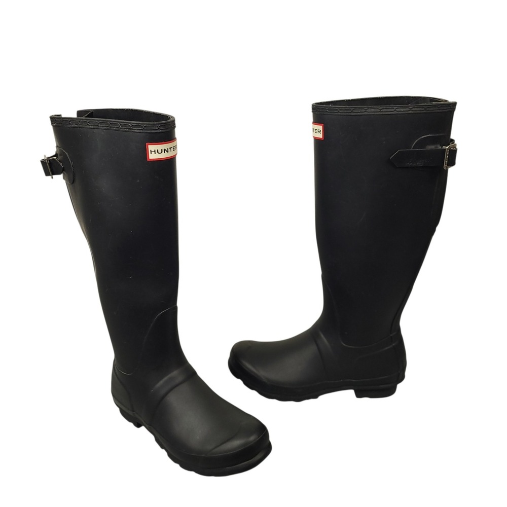 Hunter Original Tall Rain Boots Womens 7 Black Rubber Waterproof Wellington